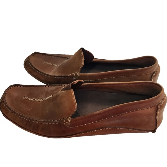 Clarks Tan Leather Comfort Loafers Size 12M - Picture 2 of 7